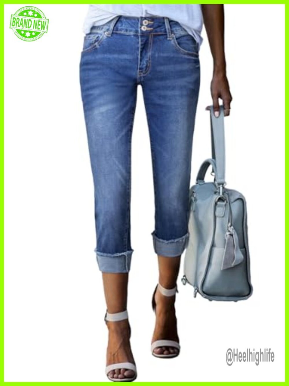 High Waisted Stretchy Skinny Capri Jeans